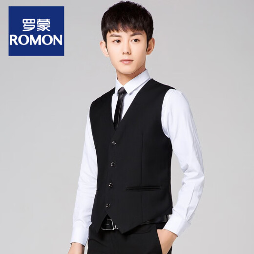 ROMON Sabawi Spring and Autumn Slim Suit Vest Men's Vest Business Casual Professional Formal Wear Korean Version Navy Vest S160