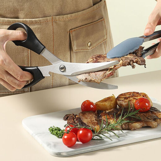 TEENS Tijeras para el hogar para la cocina, tijeras multifuncionales para barbacoa, tijeras aptas para uso alimentario, tijeras afiladas antioxidantes, tijeras elásticas - juego de dos piezas azul y verde