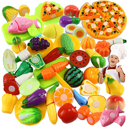 Meibosen Kindersimulation geschnitten Obstspielzeug geschnitten Leche Pizza Gemüse Dampfer Jungen und Mädchen spielen Hausgeschnitten Look Set 32-teiliges Set zufälliger Obstgemüse + Pizza