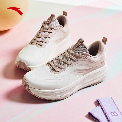 ANTA Shenxing 10丨Guan Xiaotong's same autumn and winter new shock-absorbing sports shoes for women, casual training shoes 122517718 Papery White/Lotus Root Gray-11 37.5
