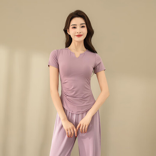 LULUUVTTOH summer yoga clothing sports suit for women running breathable quick-drying clothing gym Pilates training clothing for women black top XL