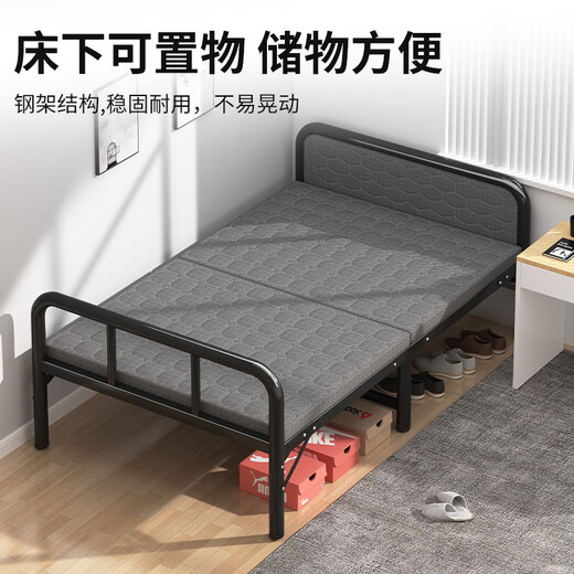 Klappbett für Haus Mittagspause ein Bett Büro Nickerchen Campbett Verstärktes Eisenregalbett Einfache Begleitbett verdickte runde Röhrchen-Schwarz-Rack 100 cm