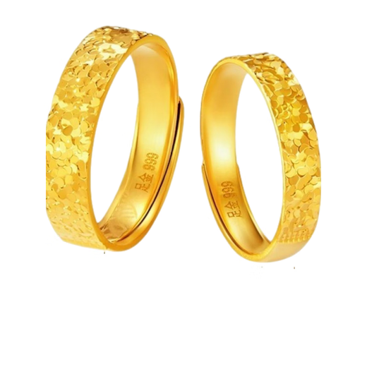 Laominxiang gold ring crushed ice solid gold ring alive for girlfriend and wife, adjustable for Valentine's Day, adjustable 1g alive