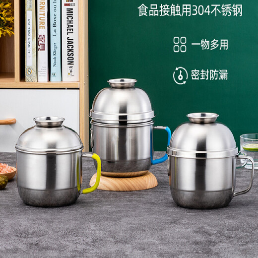 304 stainless steel instant noodle bowl with lid, lunch box for single student dormitory, canteen fast food cup, portable lunch bowl, stainless steel without grid