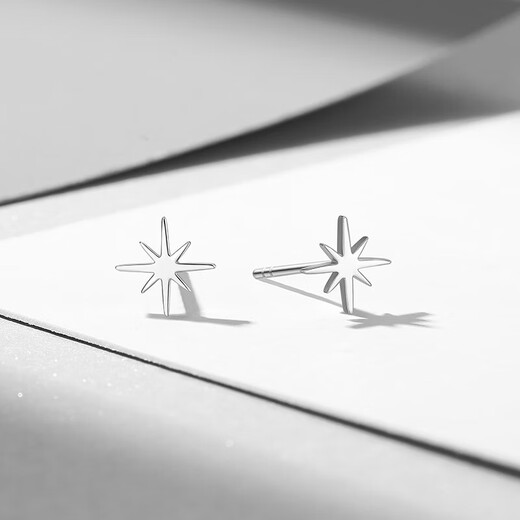 Trendy Acer Platinum Star PT950 platinum earrings for women as a birthday gift for girlfriend. One pair is about 0.7g.