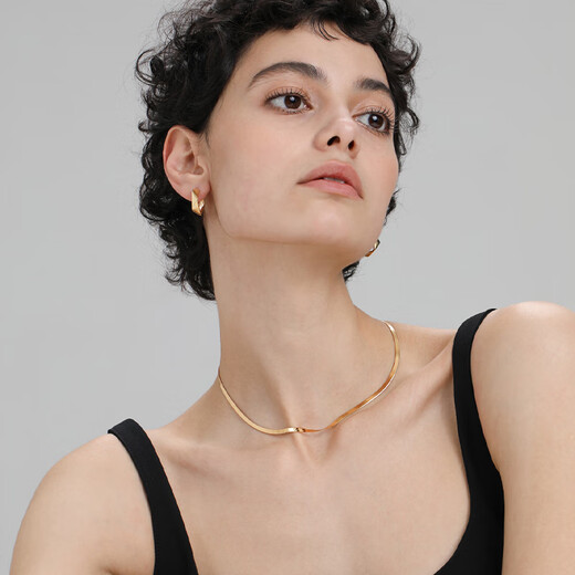 Fat Donglai's same style 18k gold necklace snake bone chain Qin Lan's same style JESHORE Italian blade gold-plated snake bone necklace gold blade snake bone chain length 35+10cm