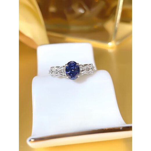 Fat Donglai's same style tanzanite ring fashionable 925 silver denier tanzanite blue inlaid with imported technology high carbon diamond essence tanzanite blue ring No. 5
