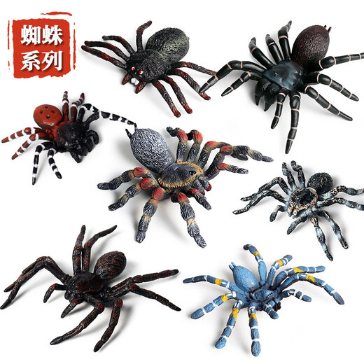 Simuliertes Gummi-Spinnen Neue Halloween Streichspielzeug simulierte Spinnengiftspinnen-Spinneninsekten-Tiermodell Kinderspielzeug Plastik Ornamente Geschenk Ox-683 Brasilianer Blue Bird-Catch-Spinne [0,017 kg]