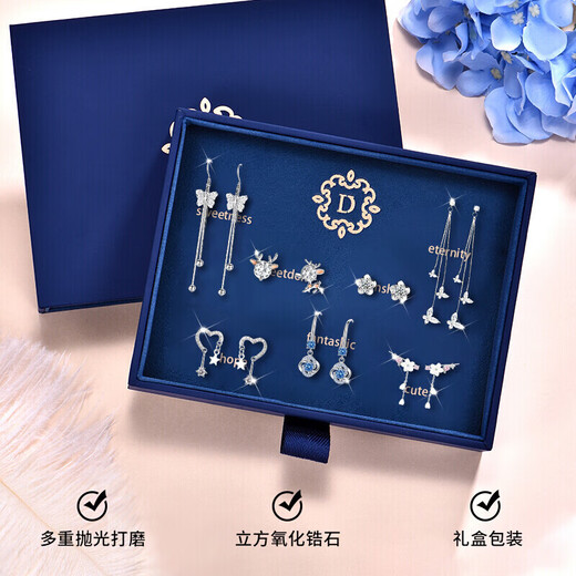 Crystal earrings for women 2025 new one-week earrings practical tassel earrings silver needle earrings high-end birthday gifts for women