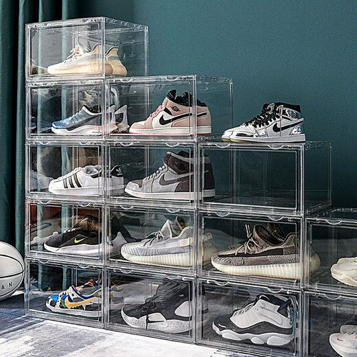 Minghuitong shoe box fully transparent shoe box acrylic plastic AJ basketball shoe storage box dust-proof shoe cabinet anti-oxidation shoe rack shoe cabinet small three-sided transparent 1 pack