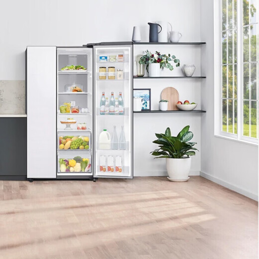 Samsung (Samsung) de 655 litros Coolinización de metal de metal sin aire refrigerado por aire Conversión de frecuencia inteligente de frecuencia inteligente Original Impresor Impresor Doble Panel de vidrio Double Refrigerador Directora casera Antigua intercambio RS62R50371L/SC