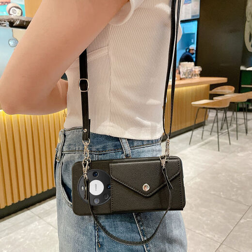 品胜华为mate60手机壳ALN-AL80零钱卡包5G可斜挎背带全包防摔软潮 红色荔枝纹卡包[长短挂绳+高清 华为mate60