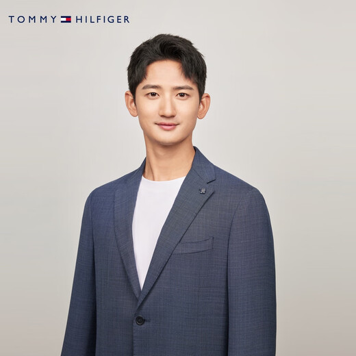 TOMMY HILFIGERLARDINI春秋季男装羊毛混纺商务平驳领手工制修身西装外套男02031 藏青色400 50