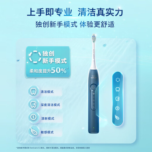 飞利浦【肖战推荐】Sonicare电动牙刷钻石3系 6730升级款微泡水流科技礼物送男友女友生日礼物 HX5181/02 星云蓝