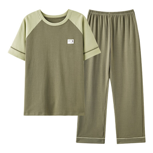 Palando Pyjamas Herrener Baumwoll Sommer 2024 neuer Stil für junge Studenten kurzärmelig dünne Frühlings- und Herbst-Herren-Home-Kleidung Set 09M13601 Hosen xxl