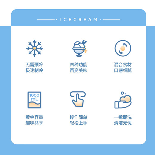 Couss ice cream machine household ice cream machine 1L large capacity homemade ice cream machine yogurt machine fully automatic multi-functional cone popsicle machine small CI510 white