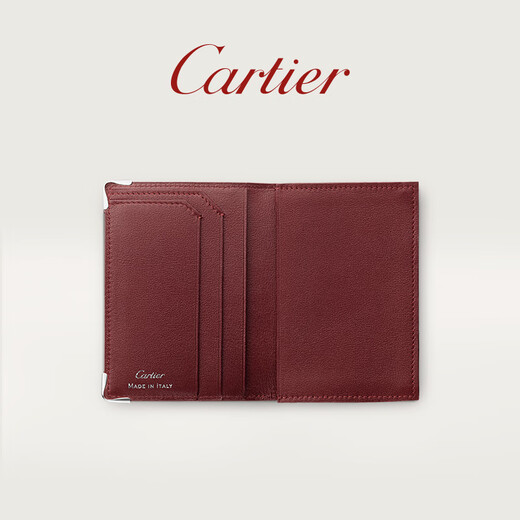 Cartier Must Series Credit Card Business Card Holder Calfskin Double C Logo Card Holder Black, Stainless Steel Decoration