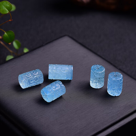 Fu Yunrui Natural Aquamarine Pattern Bucket Bead Through Hole Accessories DIY Bracelet Necklace Clavicle Chain LH71