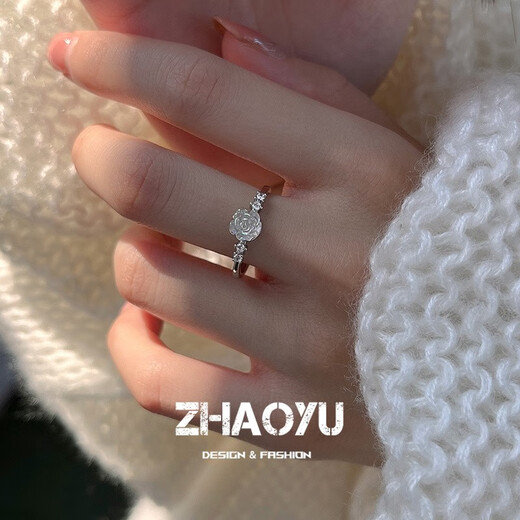 Chaoyu Ring Women's Camellia S925 Silver Niche Design High-end Ring Girls' Birthday Chinese Valentine's Day Gift Exquisite Gift Box Camellia Ring