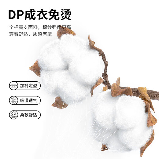 杉杉（FIRS）【DP免烫】短袖衬衫男士蓝色夏季商务休闲纯棉衬衣 纯白色 41
