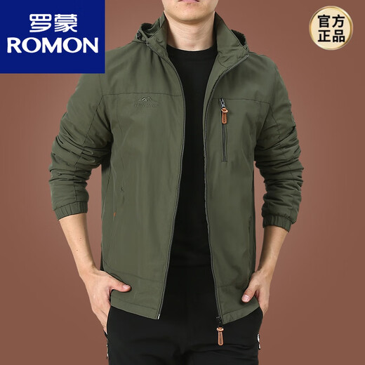 罗蒙（ROMON）冲锋衣外套男春秋男款户外美式防风防水男装中年男士秋装运动夹克 黑色9898 款 加绒 2XL