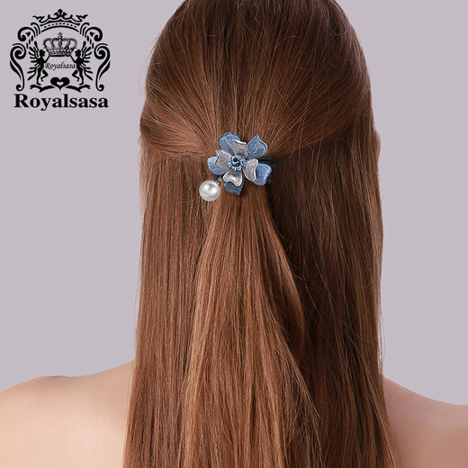 Royal sasa royal salsa hair band hair accessories imitation crystal sweet flower head rope ponytail ball head rubber band hair rope blue BE