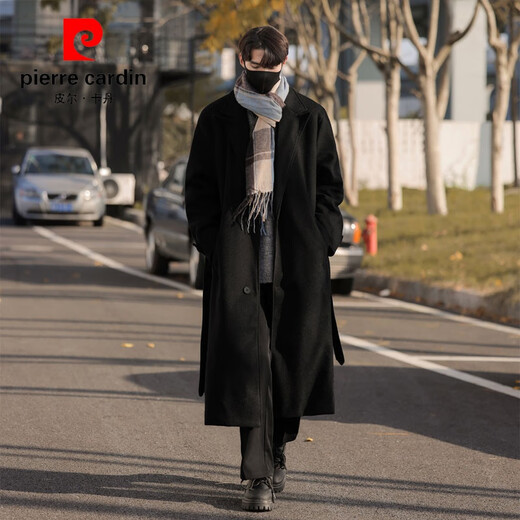 皮尔卡丹（pierre cardin）毛呢大衣男士秋冬加棉加厚高级西装妮子外套德式英伦风衣中长款 灰色 M