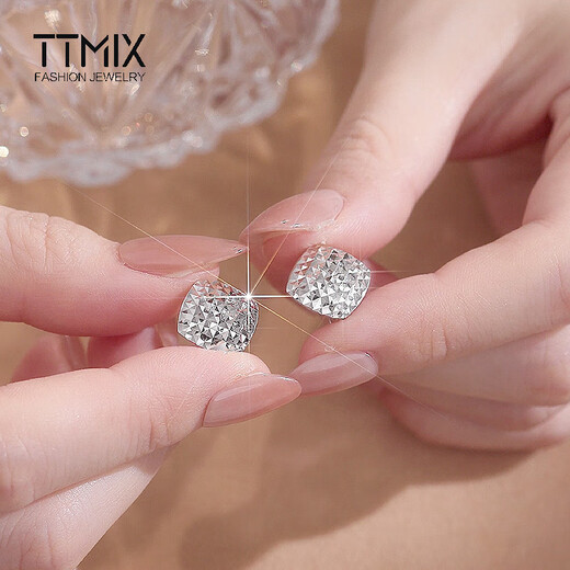TTMIX platinum pt950 ear hook women's laser car flower diamond earrings platinum earrings large size 1.9-2.1g