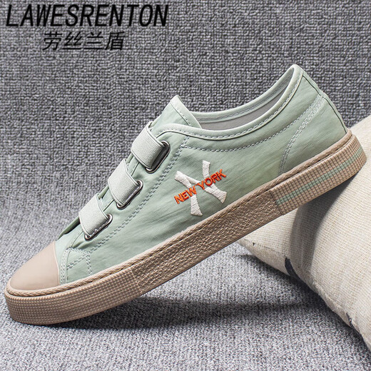 
LAWESRENTON brand canvas shoes men's 2025 summer new breathable trendy shoes casual board shoes one-foot lazy shoes men's shoes khaki 40