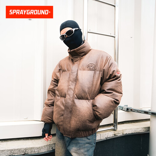 SPRAYGROUND Shark Mouth Suede Down Jacket Men's 2025 Winter White Duck Down Thickened American Retro Down Jacket Black 2XL