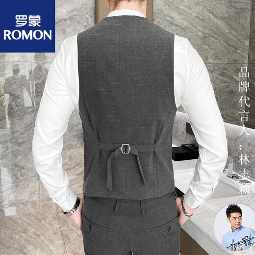 Romon ROMON suit vest suit men's groom best man wedding dress vest suit vest shirt trousers three-piece suit a2011 black gray vest M 85-106Jin[Jin equals 0.5 kg]