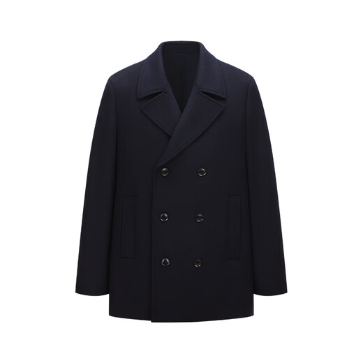 GIOVANNI VALENTINO wool mid-length woolen coat jacket men's business casual windbreaker suit collar slim top Navy XL
