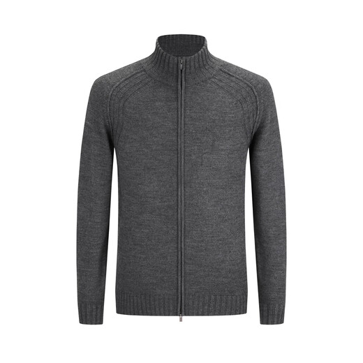YOUNGOR Sweater (YOUNGOR) men's stand collar double ribbed neck protection warm wool blend soft, smooth, comfortable and elastic Gray L 105cm