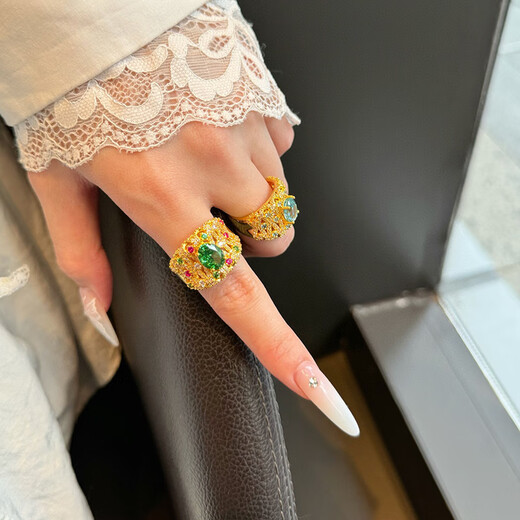 Baishi Qichang Pure Gold 999 Brilliant Galaxy Gold Ring 5D Hydrogen-free Premium Inlaid No Ring Opening Adjustable Two Colors Available Net Gold Weight Approximately 5 Grams (Live)