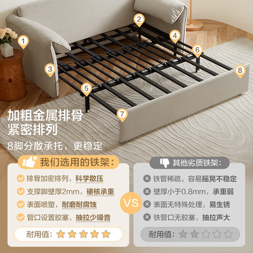 Quanyou Home Small apartment folding sofa bed cream style furniture cat scratch fabric dual-purpose bedroom elephant ear sofa