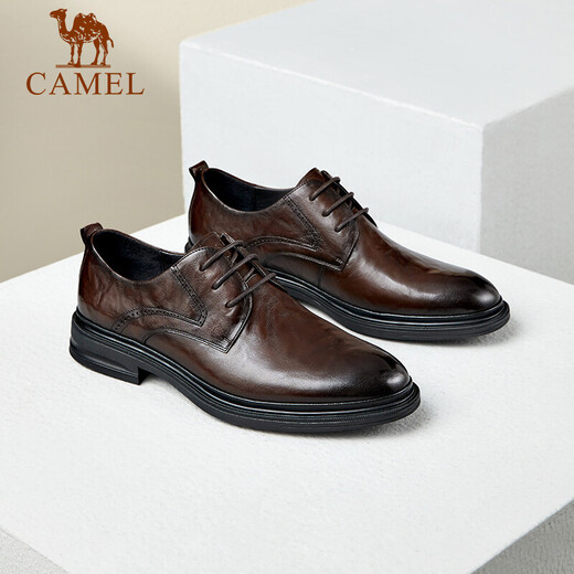 Camel (CAMEL) Derby lightweight and comfortable scratched cowhide business formal men's leather shoes GE12235360 Brown 40