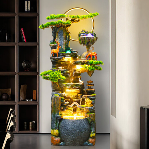 
Large floor-standing rockery flowing water fountain Fengshui wheel living room water view housewarming decoration circulation humidifier opening ornament 9923 small height 108cm