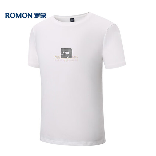 罗蒙（ROMON）短袖t恤男夏季休闲短袖男士冰丝感打底衫体恤男LM688 白色 L