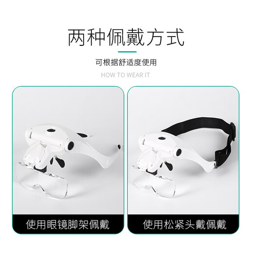 
SunFire (SunFire) high-powered glasses USB charging magnifier with LED lights for elderly people to read books with high-definition 30 engraving USB headset 9882B1
