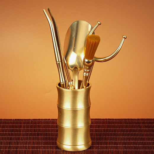 The Supreme Good Is Like Water <The Six Gentlemen of the Tea Ceremony> All Copper Tea Ceremony Six Gentlemen Set Ornaments, Tea Clips, Kung Fu Tea Set Accessories <The Six Gentlemen of the Tea Ceremony> Six-piece Set