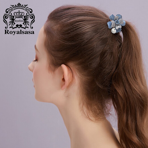 Royal sasa royal salsa hair band hair accessories imitation crystal sweet flower head rope ponytail ball head rubber band hair rope blue BE