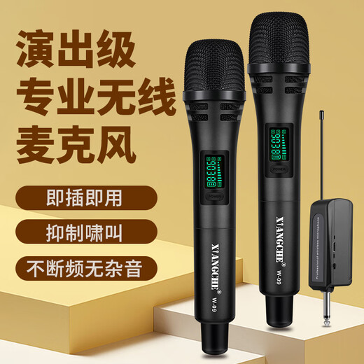 Resonant Wireless Microphone Handheld Microphone Outdoor Performance Singing Audio Amplifier Universal Anti-Howling U-section Hosting Conference Training Speech Trolley Speaker One to Two Wireless Microphone Deep Space Gray