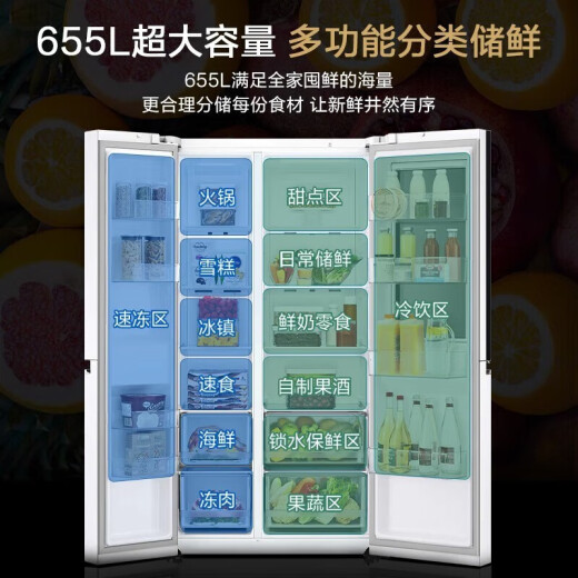 LG 655L La ventana de la perspectiva de doble puerta con el refrigerador, la cortina de viento multidimensional refrigerada por el refrigerador, la función de viento multidimensional, limpia y fresca, la conversión inteligente conversión de energía ultra delgada de gran capacidad de gran capacidad [Toca la serie de ventanas de perspectiva] Xinghe Silver S653MPY33D