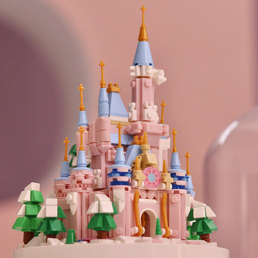 Zhegao kreative Geschenke Geschenke Geschenke Trendy Toys Desktop Workstation kleine Partikelbaugruppen Bausteine Spielzeug für Männer und Frauen Festival Crystal Christmas Castle [Music Box] 683pcs
