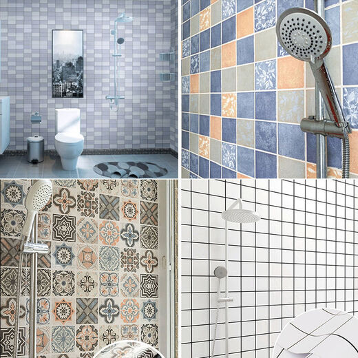 Autocollants de salle de bain étanches Autocollants en carreaux de céramique épaissis auto-adhésifs autocollants muraux à résistance à l'humidité toilettes toilettes mur peint papier peint étanche Amélioration de la salle