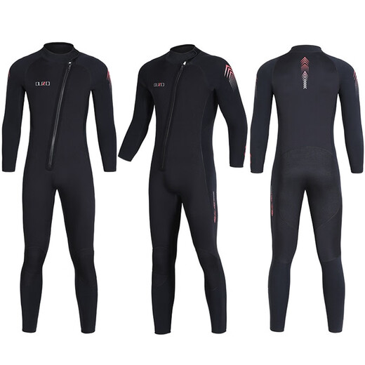 OUZO wetsuit men's 3mm warm and cold-proof one-piece outdoor surfing and snorkeling wetsuit 5mm thickened women's winter swimsuit 5MM men's long-sleeved trousers BCM5027 S