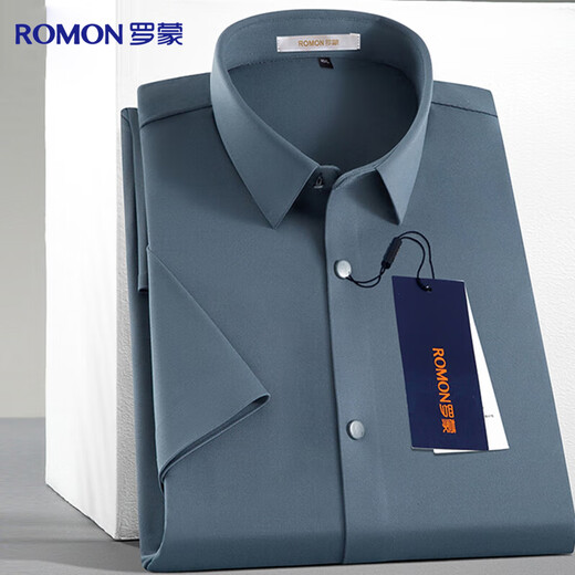 Luo Meng seamless iron-free short-sleeved shirt men's ice silk shirt for young and middle-aged solid color business half-sleeved dad top men's clothing