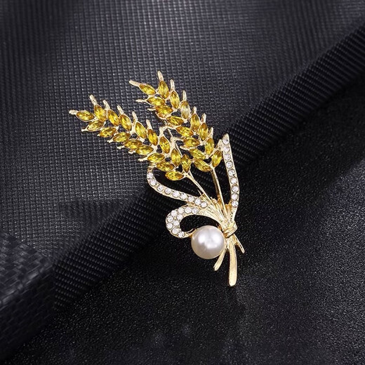 Idel's golden wheat ear high-end brooch for women's suit jacket corsage accessories pin to fix clothes and versatile birthday gift Golden wheat ear brooch XZ0051