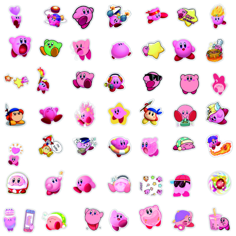 Netter Star Kirby Kirby Aufkleber Cartoon Mobile Aufkleber Tablette Wasserbecher Handkonto DIY kleiner Aufkleber wasserdichte Aufkleber zufällig 10