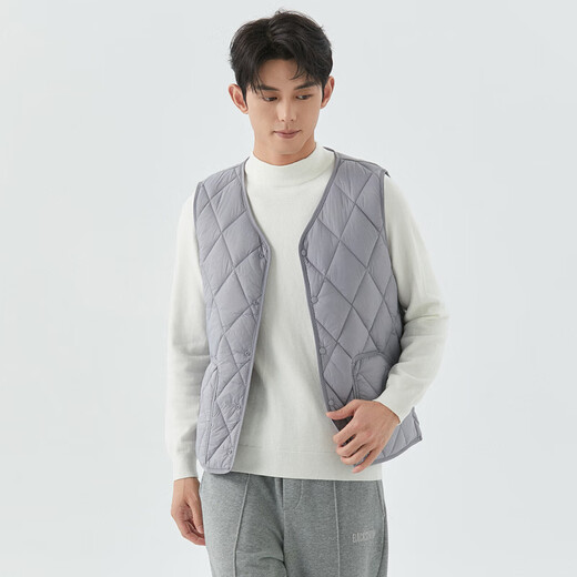 陌飘羽绒棉马甲男轻薄秋冬羽绒棉内胆时尚保暖背心打底内穿坎肩中老年 卡其色 M 90-110斤